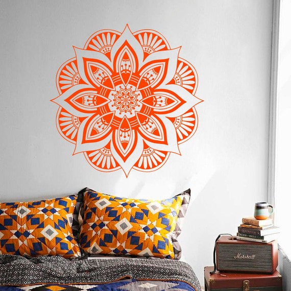 Wall Decal 3D Mandala Moroccan Ornament Flower Namaste Indian Circle Geometric Yoga Bohemian Dorm Home Decor Murals Vinyl Sticker S131