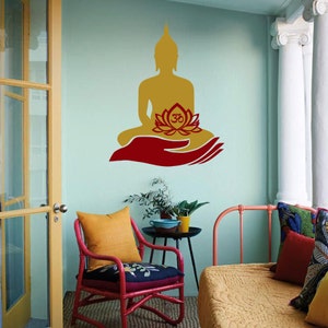 Wall Decal Lotus Flower Om Namaste Symbol Hand Vinyl Sticker Murals ...