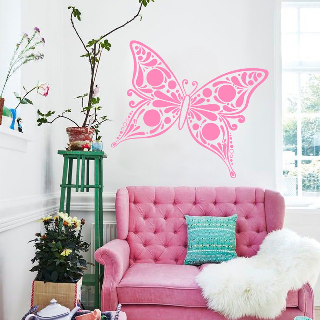 Wall Decals Butterfly Pattern Doodle Nature Vinyl Decal Sticker Home ...