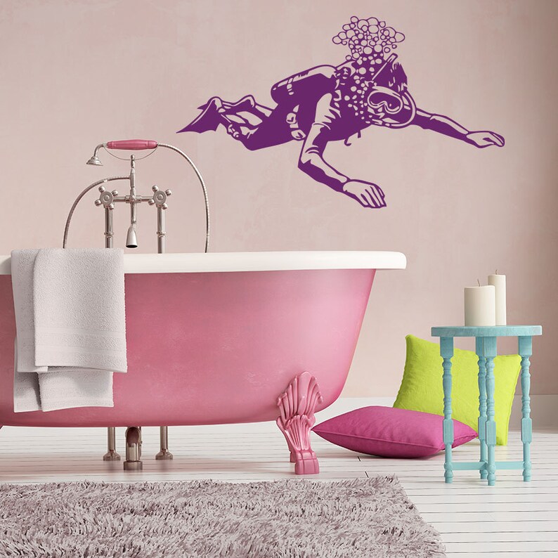 Wall Decal Vinyl Sticker Sport Diver Diving Scuba Deep Sea | Etsy