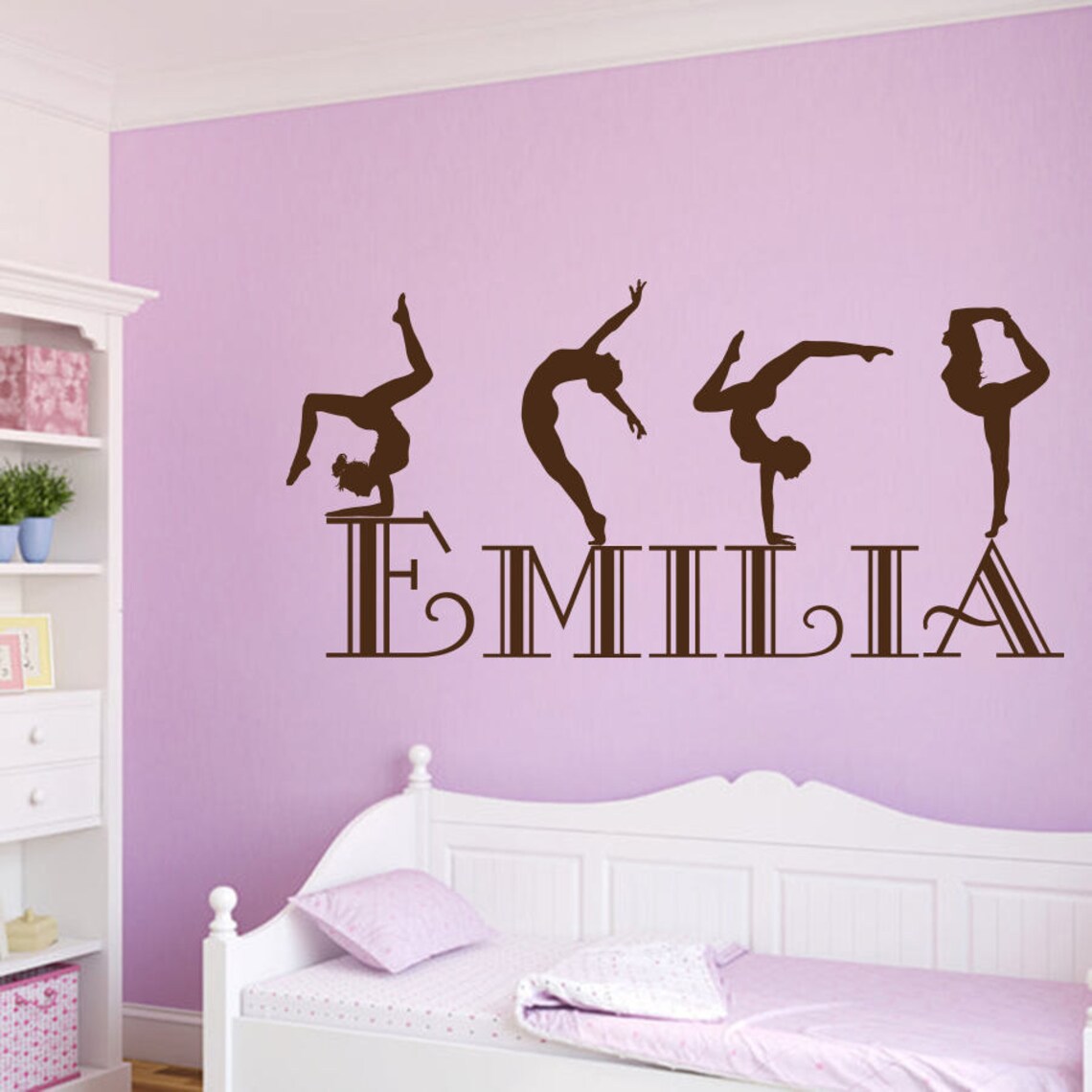 Wall Decal Gymnastics Custom Personalized Girls Name Exercises Etsy