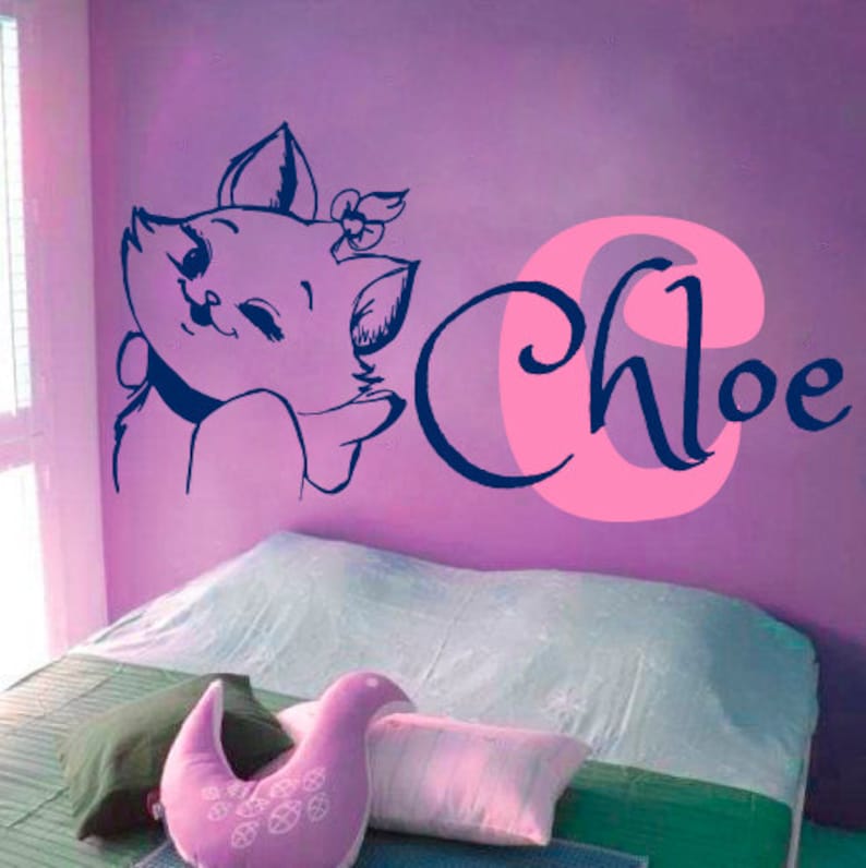 Wall Vinyl Decals Kitty Custom Personalized Name Monogram Cat Etsy
