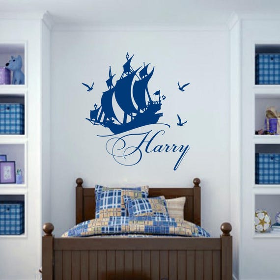 wall decal sea theme marine logo sailing ship sail custom | etsy