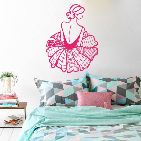 Calcomanía de vinilo para pared de chica bailarina, decoración del hogar,  arte Mural extraíble para dormitorio