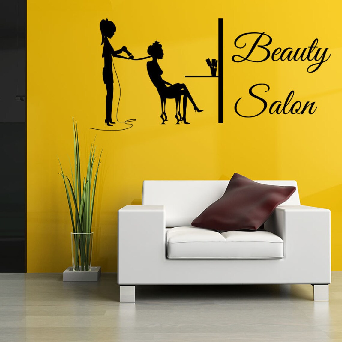 Wall Decal Beauty Salon Sign Murals Hairdresser Hairstyle Hair Etsy