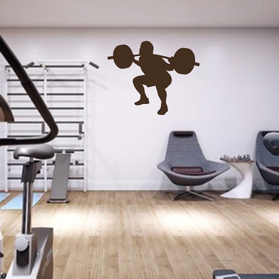 Fitness Center Weight Lifting Wall StickerSport Gym Workout Room Decor Decal