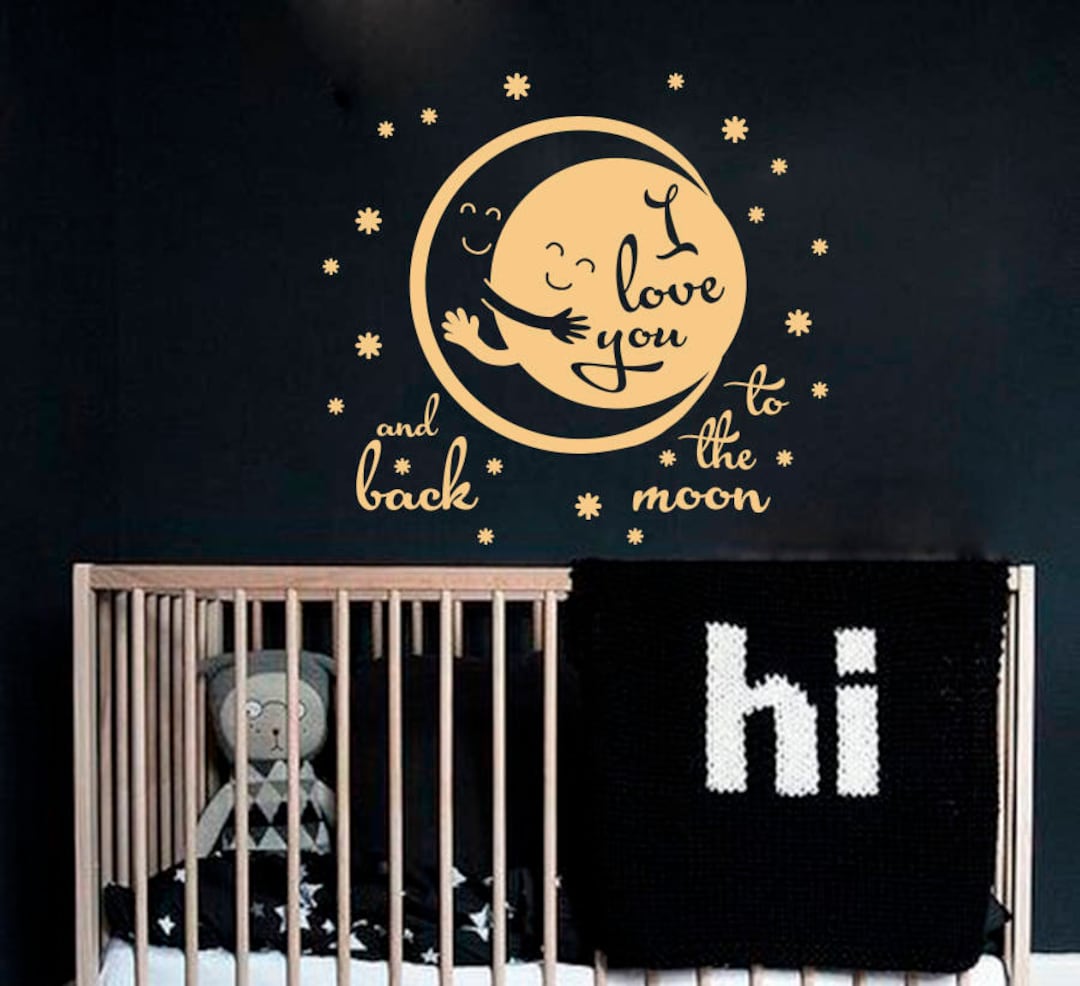 Wall Decal Vinyl Sticker Quote I Love You to the Moon and Back Embrace ...