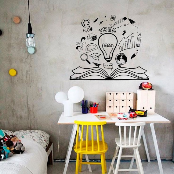 Wall Decals Idea Ideas Brainstorming Reading Book Motivation Decal Sticker Office Study Vinyl Decal Library Children s Room Murals S191 Etsy