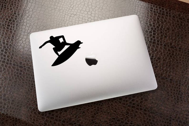 Laptop Vinyl Decal Sticker Surfboarder Surfing Surfer Waves Sea Ocean Computer Tablet Notebook Keyboard Phone Wall Kids Murals Home Décor R8 image 4