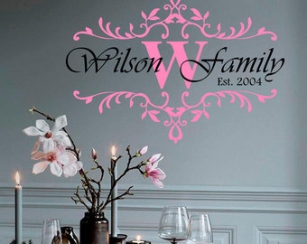Wall Family Decal Vinyl Sticker Monogram Personalized Family Name Custom Sign Family Established Bedroom Living Home Decor Wedding Gift A412