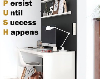 Wall Decal Quote Persist Until Success Happens Push Gymnastics Motivation Sport Club Logo Fitness  Gym Vinyl Sticker Home Decor Murals A586