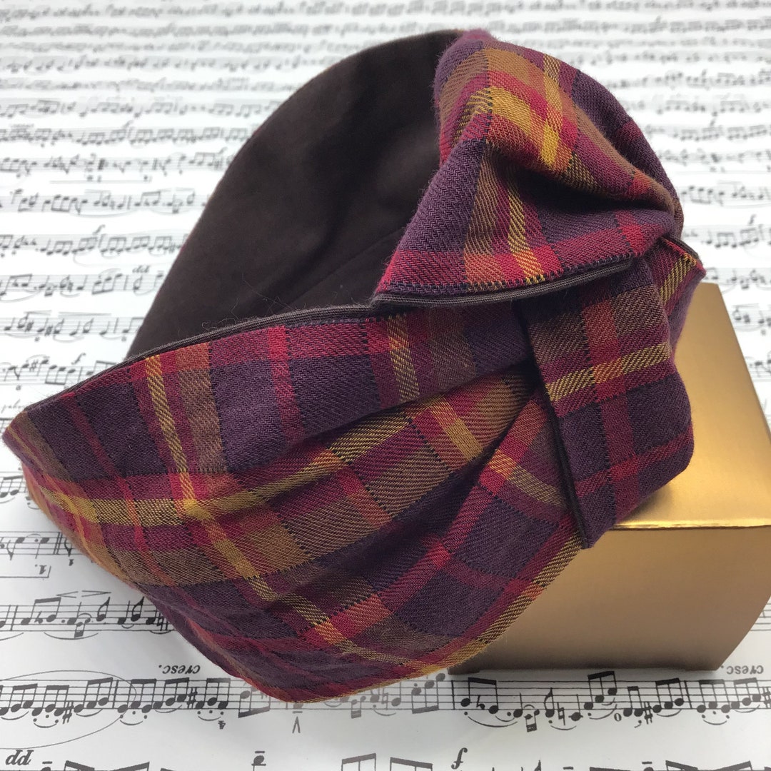 Blue Tartan Hairband Tartan Headband Central Knot Headband Etsy