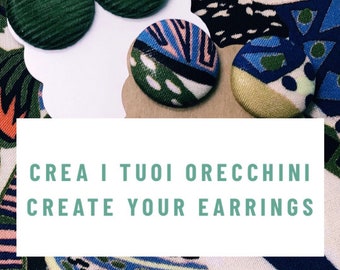 Orecchini a bottone personalizzati, orecchini a lobo, orecchini in tessuto, 22 mm o 12 mm, LEGGI LA DESCRIZIONE prima di acquistare >>