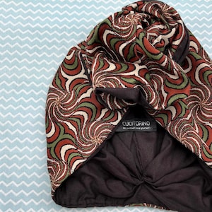 Turbante modellabile con ferretto interamente chiuso taglia unica multicolore, Copricapo con pattern Optical - Accessori Cucitorino®