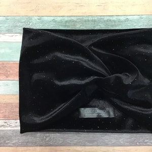 ミニラインストーン付きシェニールヘアバンド、セミターバン、女性用ヘッドバンド、伸縮性ヘッドバンド、伸縮性ヘッドバンド、ブラックベルベット