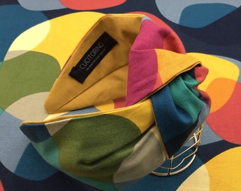 Bauhaus Geometrie Hair Headband, Mustard Yellow, Center Knot Headband, Geometric Pattern, Women&#39;s Hair Headband, Sewing