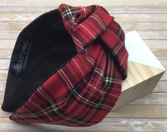 Red tartan hairband with central bow, Scottish pattern - Cucitorino® Accessories
