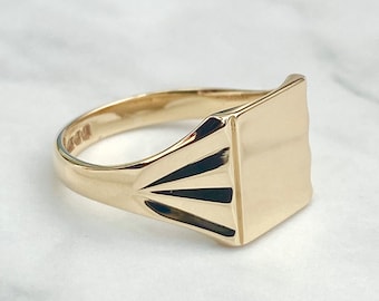 9ct Gold Rectangle Signet Ring - Etsy