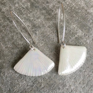 Porcelain Fan Earrings with Sterling Silver Hooks