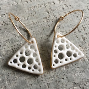 Porcelain Triangle Diatom Earring in Gold