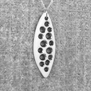 Marquise Diatom Pendant in Porcelain and Silver