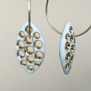 Marquise Honeycomb Diatom in Porcelain and Gold