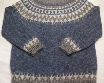 Type: Volcania # 35 Hand knitted by Thora Sigurdar - Wool fiber artist. Icelandic traditional natural wool sweater