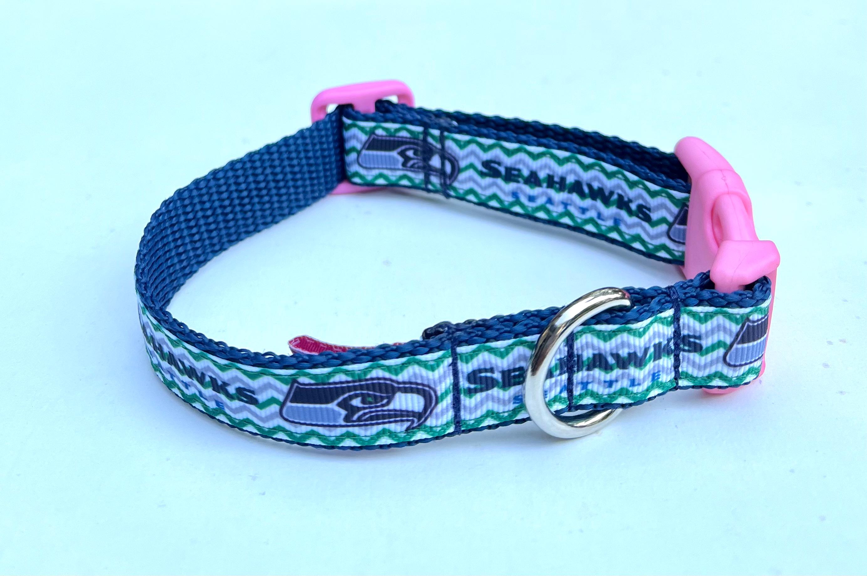 Pink seahawks dog collar deals