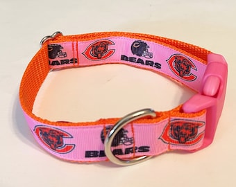 PINK BEARS Collar, Chicago Bears, Bears Football, Lady Bears, Bears Ribbon, Girl Bears Collar, Female Bears