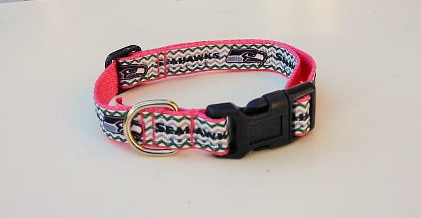 Pink seahawks dog collar online