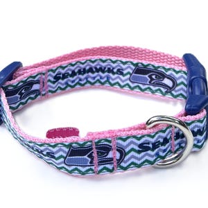 SMALL SEAHAWKS DOG Collar, Pink Seahawks Collar, 3/4&quot; Wide, Lady Seahawks, Seattle Seahawks, Girl Seahawks Collar, Puppy Seahawks