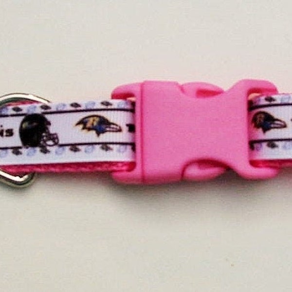 PINK RAVENS Dog Collar, 3/4" W, Purple Baltimore Ravens, Ravens Football, Ribbon, Girl Ravens