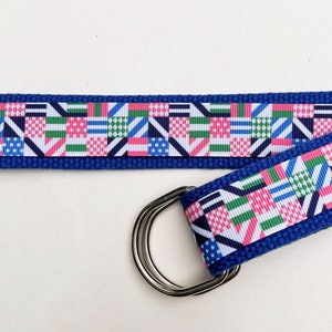 NAUTICAL FLAGS Belt, Tropical Belt, Preppy Ribbon Belt, Pink Belt, Green Belt, Women&#39;s Belt, Girls Belt, 1.25&quot; W