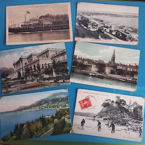 Postales francesas antiguas de París y ciudades costeras de principios del siglo XX. Doce en total. Vistas interesantes en condiciones razonables teniendo en cuenta su antigüedad.