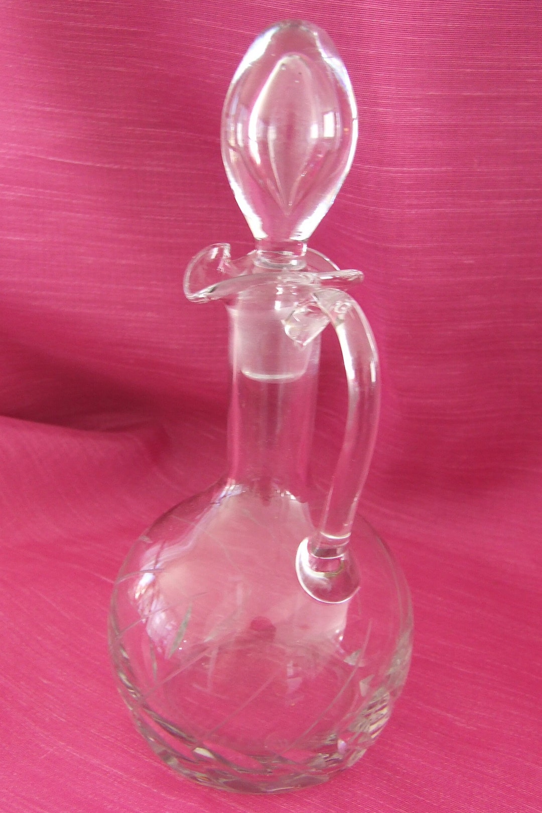 Vintage Cut Glass Vinegar Bottle Etsy