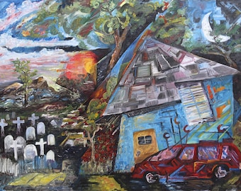 Original Oil Abstract On Canvas, "A Paradox" Modern Painting, Home Decor, Contemporary Abstract 30" x  40" Archival Print