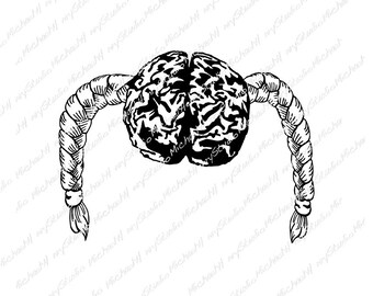 Brain and Braids, teen gift, young adult gift, brain, smart girl, T-shirt, Gift, Sticker, Sublimation, Cutting machine, Png, Jpeg, Svg,