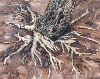 Tree Roots Watercolor,Persistence, Nature, Earth, Art, Tree art, Wall Decor, Forest, Woods, Archival Giclee Print, Christmas gift