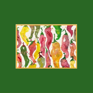 Art abstrait aquarelle, sud-ouest de piments, de cuisine, Foodie, jardin Art, impression, sans cadre