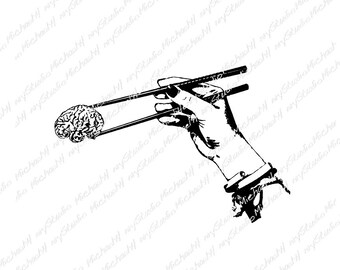 Chopsticks and Brain, teen gift, young adult gift, brain food, Weird, T-shirt, Gift, Sticker, Sublimation, Cutting machine, Png, Jpeg, Svg,