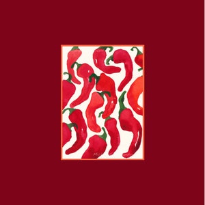 Red Hot Chili Peppers, aquarelle d’impression, du Sud-Ouest, nourriture Art, Art de cuisine, Foodie, Art jardin, décoration murale, sans cadre