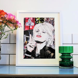 Patsy Stone Joanna Lumley Paper Collage Portrait. Limited Edition Giclee Print 30 x 40cm