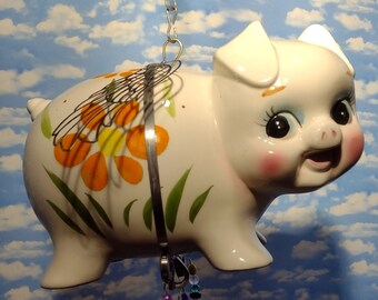 Floral Large Piggy Bank Wind Chime