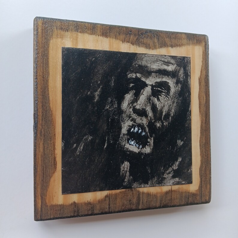 Horror Original Acrylic Painting on Wood Etsy