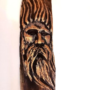 Wood Spirit Carved Wall Hanging