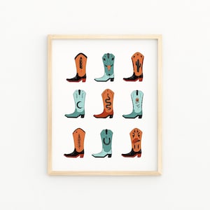 Multicolor Cowboy Boot Art  Print