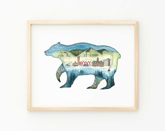 Colorful Missoula Montana Bear 10x8 Print