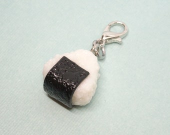 Onigiri Charm, Rice Ball Charm, Polymer Clay Charm, Food Jewelry, Japanese Food, Gift for Foodie, Miniature Food, Food Charm, Stitch Markers