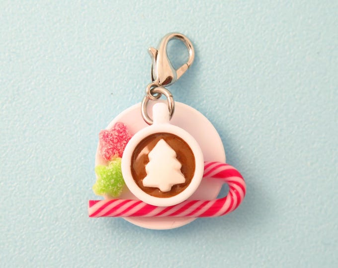 Hot Chocolate Charm, Christmas Charm, Polymer Clay Charm, Food Stitch Marker