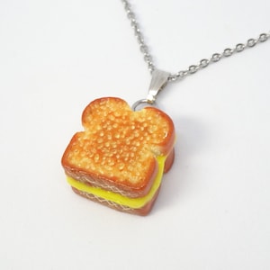 Grilled Cheese Sandwich Necklace, Grilled Cheese Jewelry, Polymer Clay Charm, Food Jewelry, Food Necklace, Miniature Food, Foodie Gifts